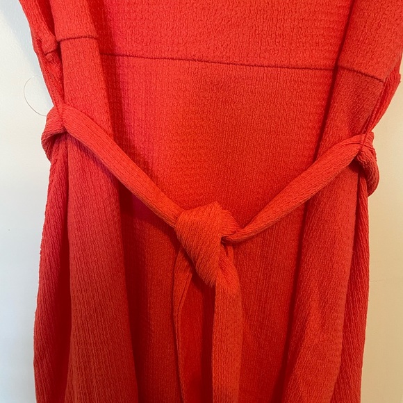 MICHAEL Michael Kors Crinkle Crepe Flutter Sleeve Midi Dress Sz Large EUC - Picture 3 of 5